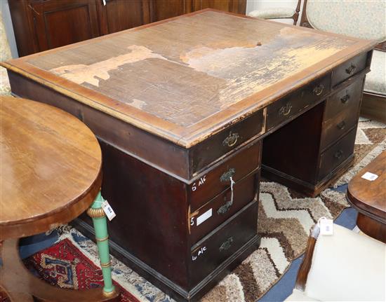 A Victorian mahogany pedestal partners desk W.155cm